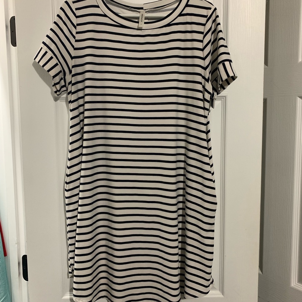 Emerald Navy and White Striped Top